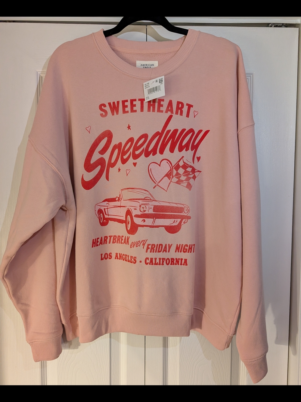 American Eagle Outfitters Pink Graphic "Speedway" Crewneck Sweatshirt